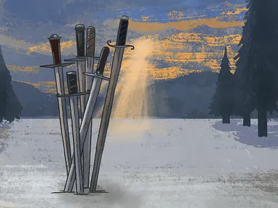 6 Swords, Spacious Tarot Deck card digital game illustration sky sword tarot texture