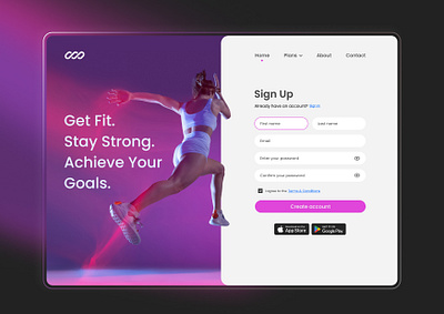 Fitness Sign Up Page dailyui day001 fitness signup ui ux webdesign