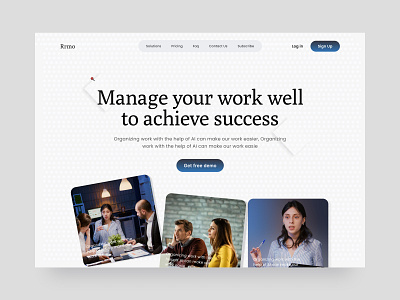 Rrmo - Management Hero Exploration b2b branding business clean client design explore freelance header hero landing page management mobile modrn remote services simple ui web design website