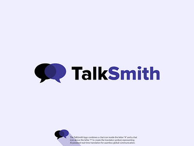 TalkSmith Ai translate/chat logo ai ai app ai logo artificial intelligence branding chat clean design generator logo modern logo tech logo translate vector wordmark