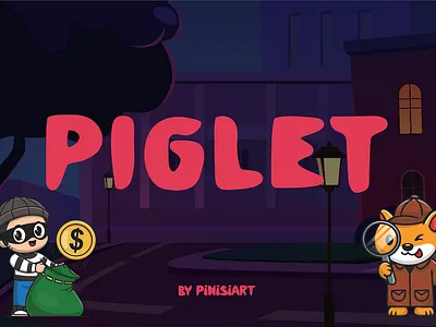 PIGLET bold branding cartoon children display font font funny gaming kids movie playful poster youtube