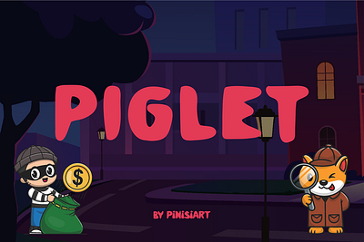 PIGLET bold branding cartoon children display font font funny gaming kids movie playful poster youtube