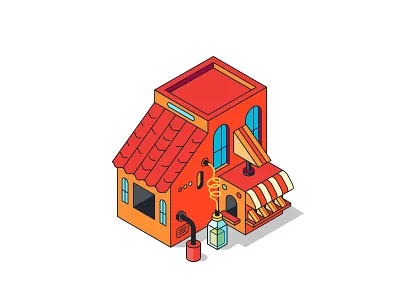 Food Factory building city food illustration isometric restaurant sandwich vector