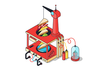 Food Factory building factory food house icon illustration isometric sandwich vector