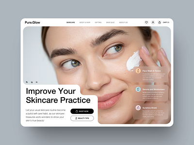 Skincare Website Design beauty cosmetics cosmetology design ecommerce exploration face care landing page makeup product page skin skincare ui ux web web design website website design