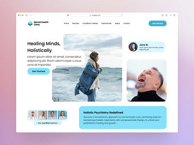 Mental Health Clinic Landing Page Design clinic clinic landing clinic page design design figma home page hospital hospital landing page landing landing page medical medical landing minimal minimal landing minimal page modern new landing page design new ui ui ui design