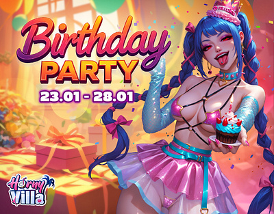 Birthday Party - Event Banner for GreenT Games graphic design