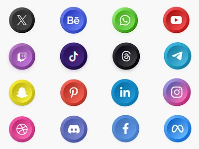 Social Media Gradient SVG Icons brand logo branding design discord logo dribbble logo icon design iconography illustration instagram logo linkedin logo icon logo logos meta logo snapchat logo svg svg icon telegram logo tiktok logo twitch logo icon ux