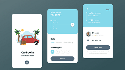 Car booking mobile app design 3d animation branding graphic design ui