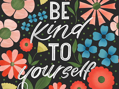 Be Kind floral floral art handlettering illustration modern calligraphy procreate surface design typography