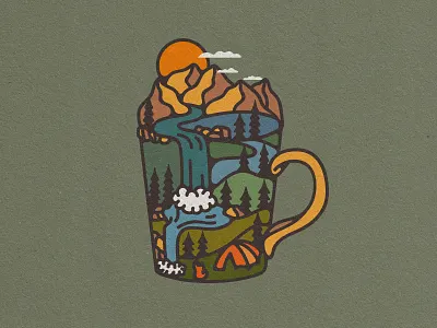 Rise N' Shine! coffee hike outdoor badge outdoors