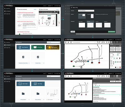 Football Play Maker App / Highlights app application brand brand and identity custom app dashboard design football grid modal modal screen play maker sections software ui user experience user flows user interface ux web app