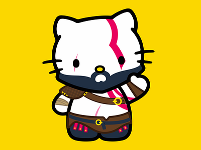 Hello Kratos cat flat game gamer god of war hello kitty japan kitty kratos nordic playstation playstation4 ps4 sticker valhalla videogame videogames