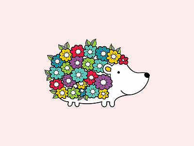 Floral Hedgehog animals creative market cute doodleart floral flowers hedgehog illustration vector