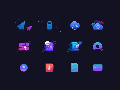 Icon illustrations branding dark app dark ui design flat icon icon set illustration onboarding sketch ui ux vector