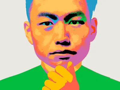 A Jobs (2013, film) style poster apple colorful digital art graphic design illustration ipad iphone mac pop art portrait pose poser poster steve jobs think thought visual art