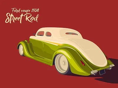 Street Rod affinity design car flat ford green illustration kadasarva trend vector