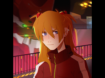 Asuka animation anime asuka background character design evangelion fanart illustration styleframe