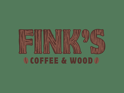 Fink's Coffee and Wood badge busy port coffee green illustrator logo wood wood grain