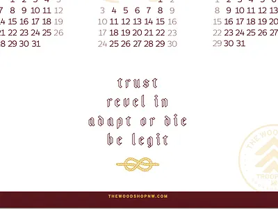 2019 Calendar - TWS Troop #924 2019 blackletter calendar christmas knot rope scouts spokane the woodshop typography