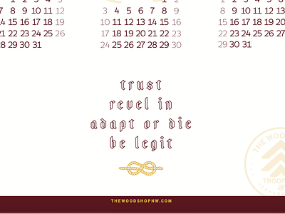 2019 Calendar - TWS Troop #924 2019 blackletter calendar christmas knot rope scouts spokane the woodshop typography