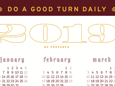 2019 Calendar - TWS Troop #924 2019 blackletter calendar christmas lettering scouts spokane the woodshop typography