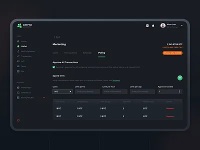 Crypto Custody 2 assets crypto dashboad design interface services sketch ui