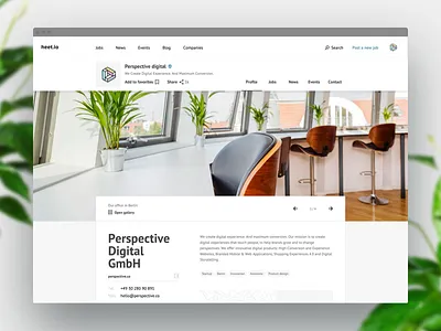 Heet.io — Job board Company Page berlin bright clean hero job board profile startup ui web design website