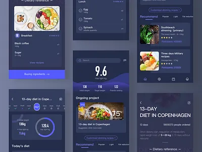 Weight loss recipe app3 app behance box clean dark delicious dribbble facebook food health icon integral ios number pure recipe app ui. ux webdesign weight loss