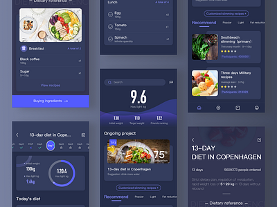 Weight loss recipe app3 app behance box clean dark delicious dribbble facebook food health icon integral ios number pure recipe app ui. ux webdesign weight loss