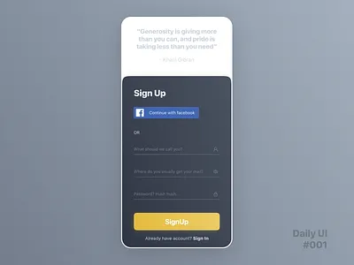 Daily UI Challenge #001 - Sign Up Screen app concept dailyui dailyui 001 figma signup signupform ui