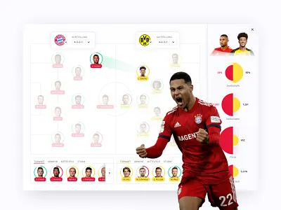 Matchup-Comparison UI clean dashboard design football infographic interface lineup matchup player sketch soccer statistics stats ui ux