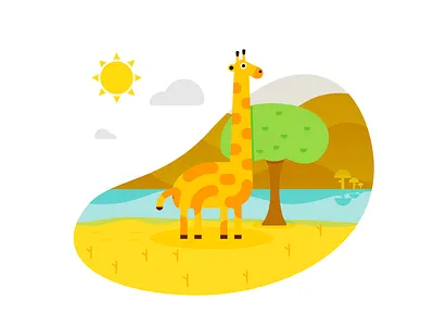 Giraffe animal design flat illustration simple vector