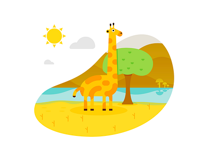 Giraffe animal design flat illustration simple vector