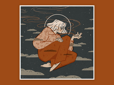 Northern Lights Digital Illustration character illustration digital art digital illustration editorial illustration female linocut style procreate procreate app procreate art strength woman woodblock inspired