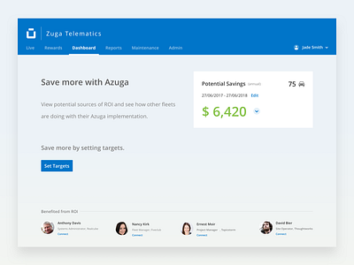 ROI Dashboard - Fleet IOT dasboard design flat iot responsive roi ui ux vehicle website