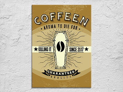 Cofeen awesome black humor coffee coffin cool dark humor death design funny gothic humor illustration joke metal poster poster retro satire t shirt