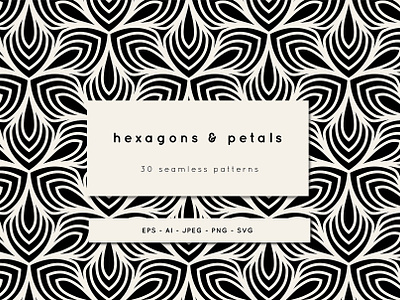 Hexagons & Petals. Seamless Patterns