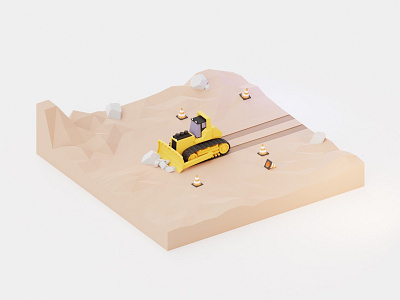 Bulldozer 3d blender bulldozer low poly model render vehicle