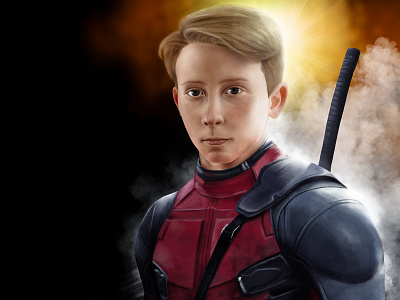 Ollypool comic book character deadpool digital painting digital portrait illustration photoshop wacom intuos
