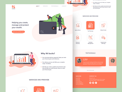 96 bucks branding design fianance illustration india logo money orange ui uipractice website concept