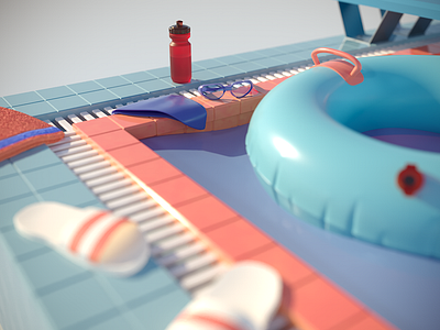 Swimming Pool [zoom] 3d 3dsmax illustration isometric lowpoly minimalist pool swimmingpool water