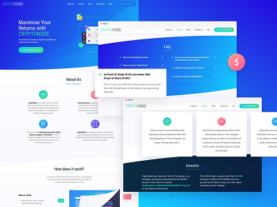 Crypto platform clean design gradient grading hero icons landing platform