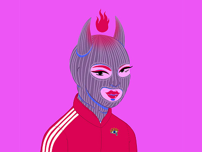 the devil wears nike aesthetics devil devil horns devils drawing drawing ink fashion illustration fire flame hell horns illustration illustrator makeup pink illustration portrait portrait art sport clothes ui women portrait