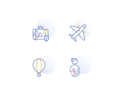 Travel Icons hot air ballon icon illustration luggage plane praegnant safety travel trip