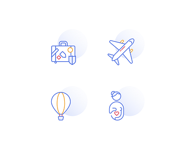 Travel Icons hot air ballon icon illustration luggage plane praegnant safety travel trip