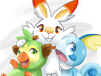 Pokemon - Gen 8 Starters gen8 grookey new pokemon pokemon scorbunny sobble starters sword and shield