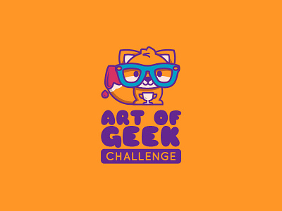 Art of Geek - unused concept art challenge branding cute design fox foxes geek geek art glasses happy illustration kawaii logo paint painting trophy vector