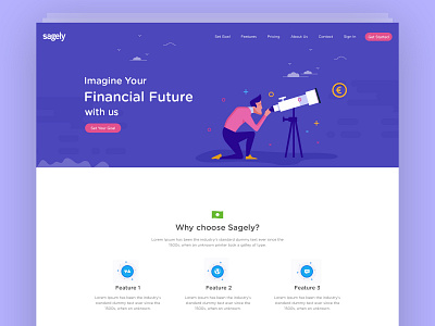 Fintech Landing Page financial app fintech goals illustration landing page landing page illustration website