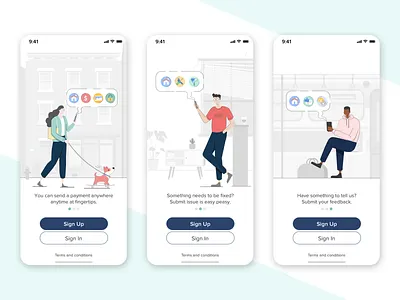 Onboarding screens for a Tenants app app feedback illustration interface issue landloard newyork onboarding onboarding illustration onboarding screen payment renter signup tenants ui visual